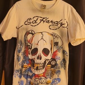 Ed Hardy Men's Skull Graphic Tee - Cream
